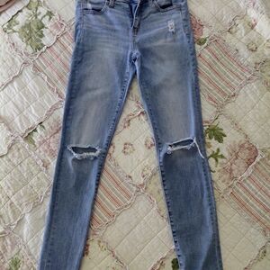 American Eagle Outfitters Light Blue Distressed Skinny Jeans